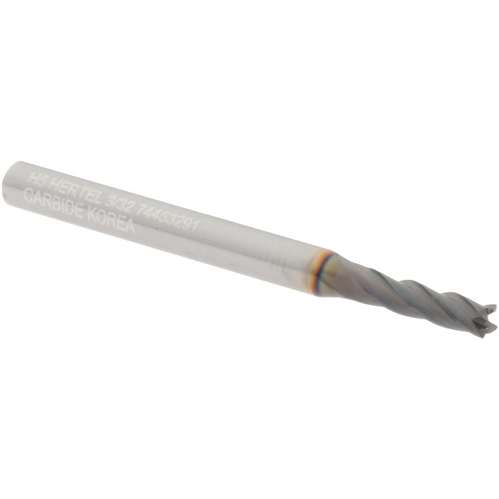 Hertel 74453291 Square End Mill 3/32" Dia, 3/8" LOC, 4 Flute, Solid Carbide