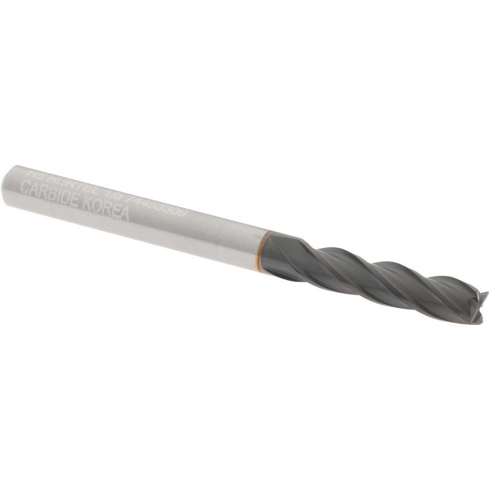 Hertel 74453309 Square End Mill 1/8" Dia, 1/2" LOC, 4 Flute, Solid Carbide