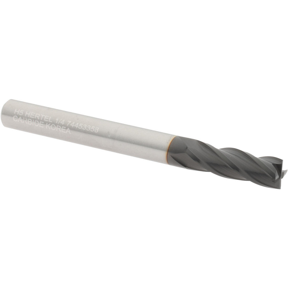 Hertel 74453358 Square End Mill 1/4" Dia, 3/4" LOC, 4 Flute, Solid Carbide