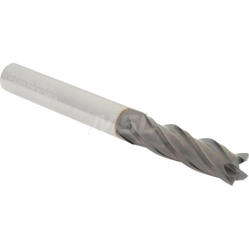 Hertel 74453473 Square End Mill 5/16" Dia, 1-1/8" LOC, 4 Flute, Solid Carbide