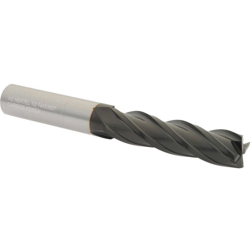 Hertel 74453507 Square End Mill 1/2" Dia, 2" LOC, 4 Flute, Solid Carbide