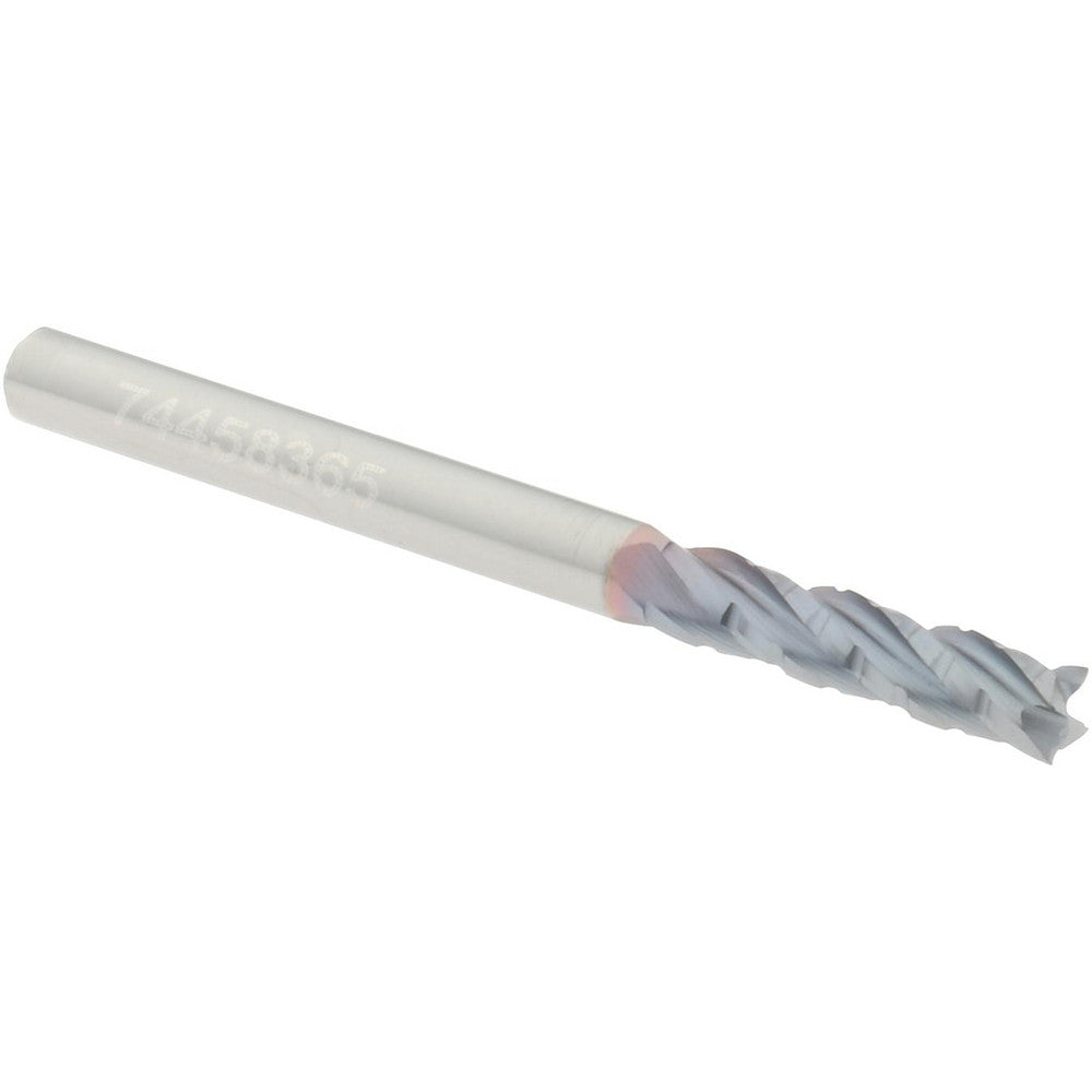 Hertel 2500485 Roughing End Mill 1/8" Dia, 4 Flute, Single End, Solid Carbide, Chipbreaker