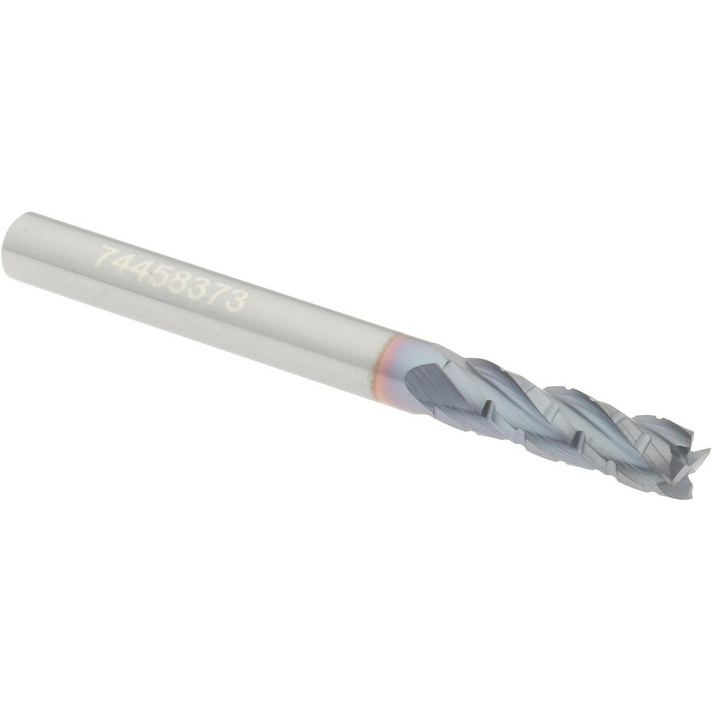 Hertel 2500491 Roughing End Mill 3/16" Dia, 4 Flute, Single End, Solid Carbide, Chipbreaker