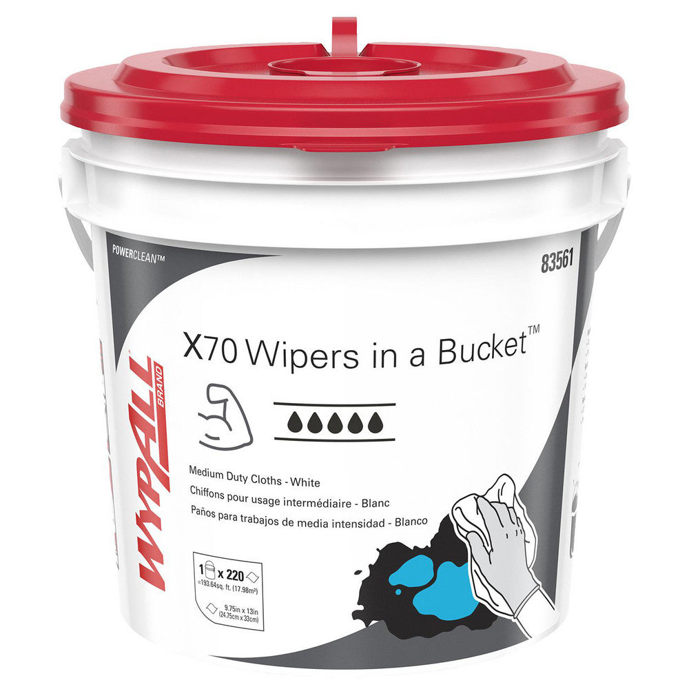 WypAll 83561 PowerClean™ X70 Medium Duty Cloths (83561), Wipers in a Bucket, Long Lasting Towels, White
