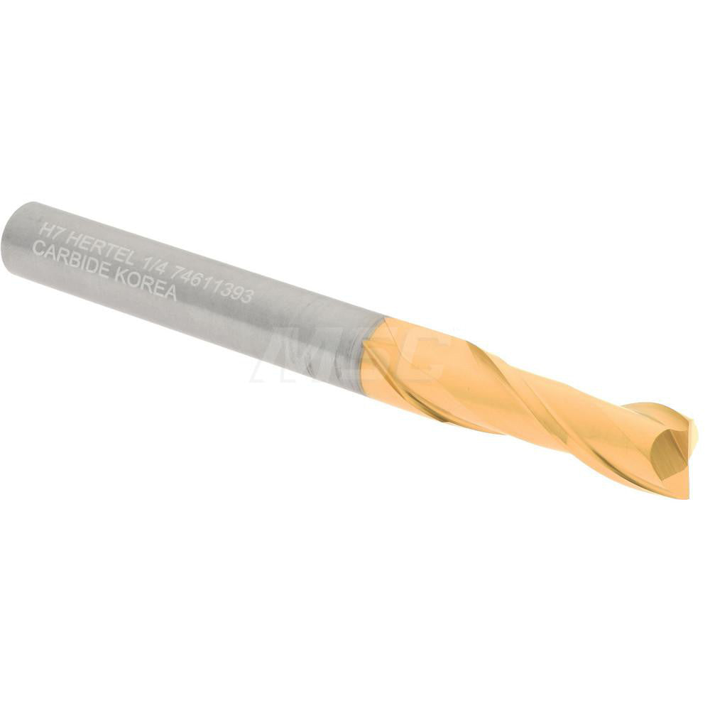 Hertel 74611393 Square End Mill 1/4" Dia, 3/4" LOC, 2 Flute, Solid Carbide