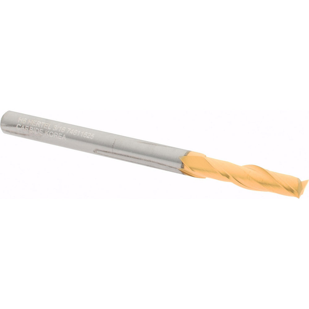 Hertel 74611625 Square End Mill 3/16" Dia, 3/4" LOC, 2 Flute, Solid Carbide