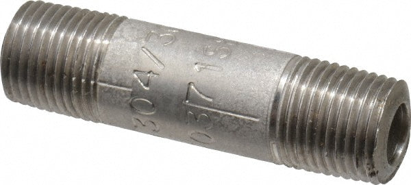 Merit Brass 4502-150 Stainless Steel Pipe Nipple 1/8" Pipe, Grade 304 & 304L