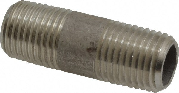 Merit Brass 4504-150 Stainless Steel Pipe Nipple 1/4" Pipe, Grade 304 & 304L