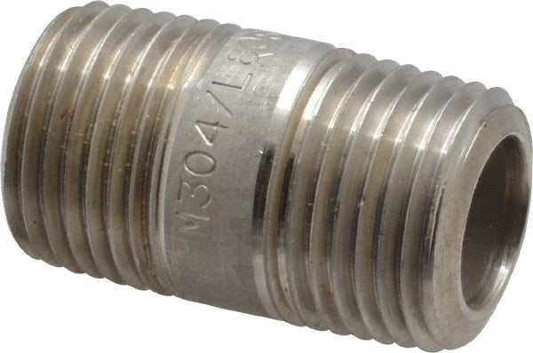 Merit Brass 4508-150 Stainless Steel Pipe Nipple 1/2" Pipe, Grade 304 & 304L