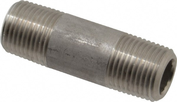 Merit Brass 4508-250 Stainless Steel Pipe Nipple 1/2" Pipe, Grade 304 & 304L