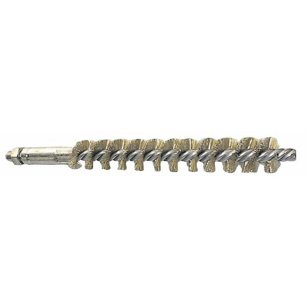 Schaefer Brush 93633 Double Stem/Single Spiral Tube Brush 1" Dia, 6-1/4" OAL, Brass Bristles