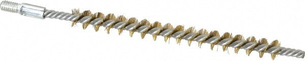 Schaefer Brush 93602 Double Stem/Single Spiral Tube Brush 1/4" Dia, 4-1/2" OAL, Brass Bristles