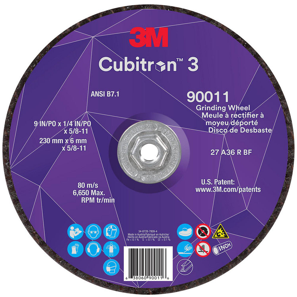 3M 7100312964 Depressed-Center Wheels Wheel Diameter (Inch) 9 Wheel Thickness (Inch) 1/4 Hole Thread Size 5/8-11 Wheel Type Type 27 Abrasive Material Precision Shaped Ceramic Grit 36
