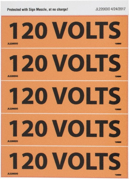 AccuformNMC JL22003O Electrical & Energy Source Label "120 Volts", Rectangle, 4.5" Wide