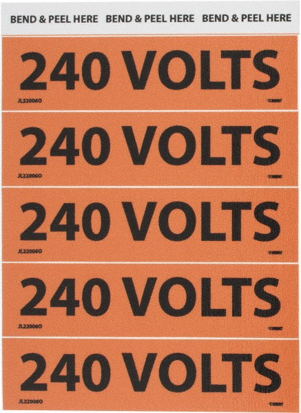 AccuformNMC JL22006O Electrical & Energy Source Label "240 Volts", Rectangle, 4.5" Wide