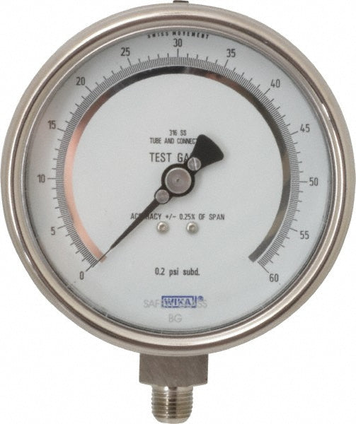 Wika 4220081 Pressure Gauge 4" Dial, 1/4" Thread, Lower Mount