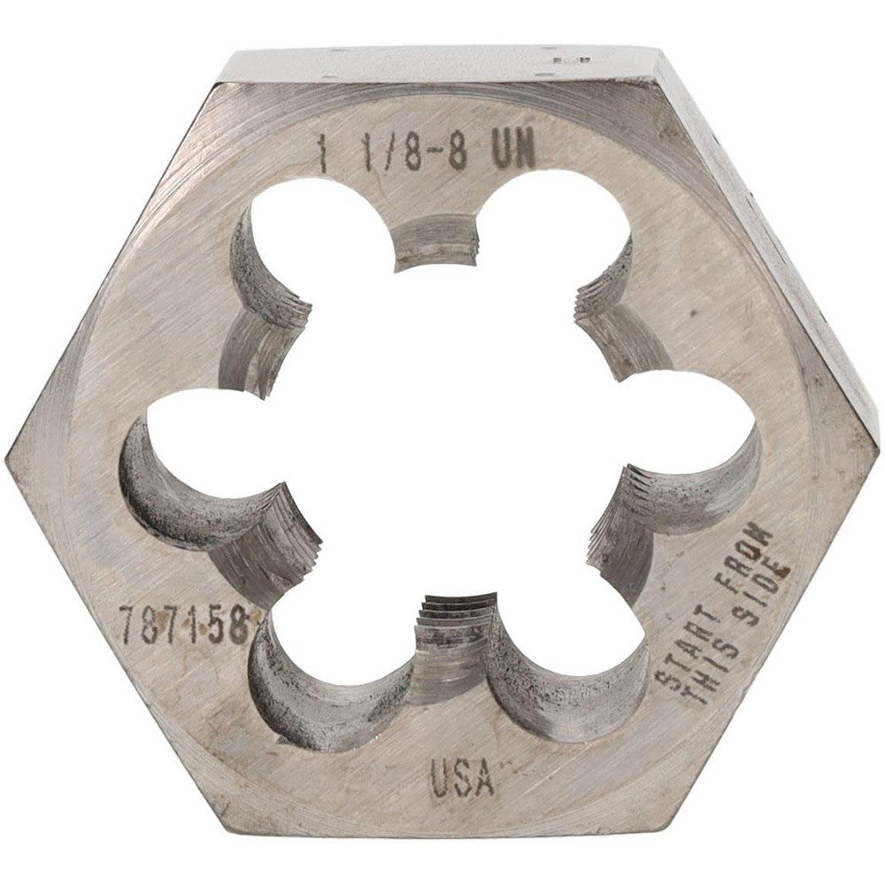 Widell Industries 340000 Hex Rethreading Die 1-1/8-8, 1" Thick, Right Hand, 2" Hex, Carbon Steel