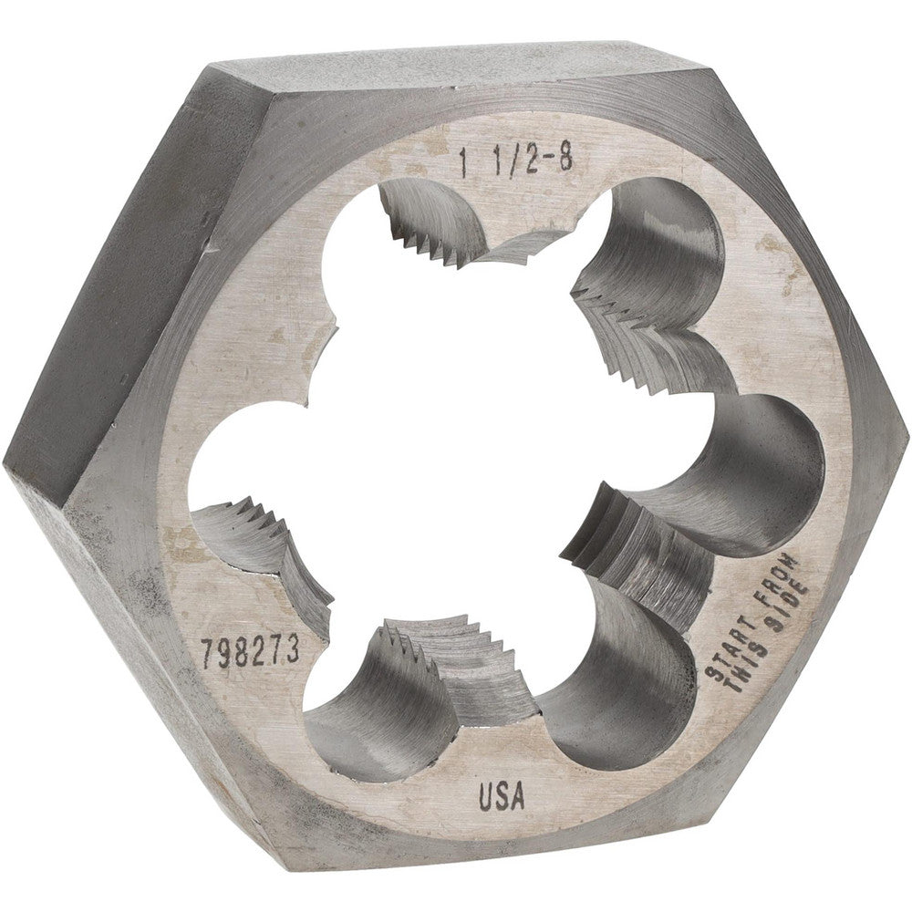 WIDELL INDUSTRIES 340060 Hex Rethreading Die 1-1/2-8, 1" Thick, Right Hand, Carbon Steel