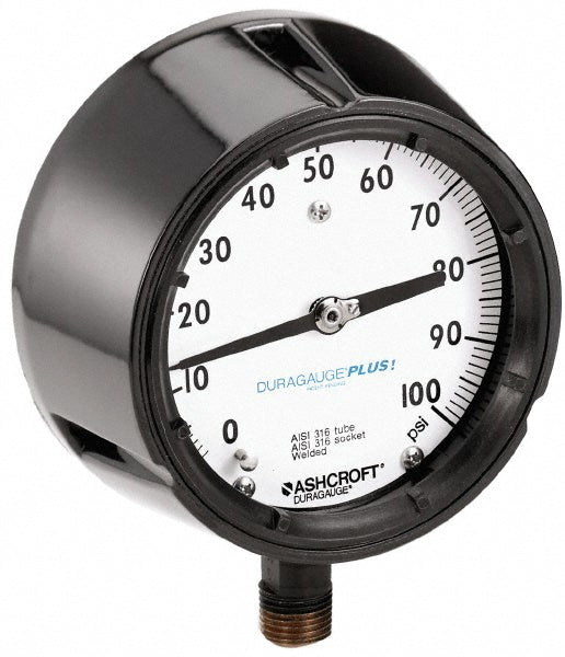 Ashcroft 95584XLL Pressure Gauge 4-1/2" Dial, 1/2" Thread, Rear Flange Mount
