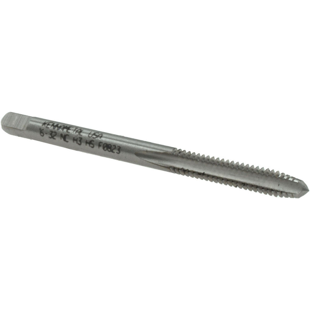 Kennametal 1541511 Straight Flute Tap #6-32 UNC, 3 Flute, Plug Chamfer, 2B Class of Fit, High-Speed Steel, Bright/Uncoated Finish