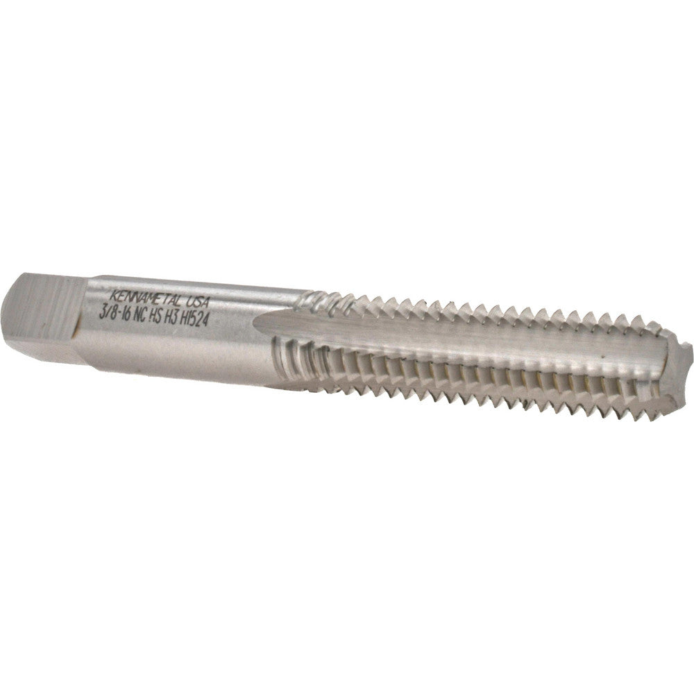 Kennametal 1542590 Straight Flute Tap 3/8-16 UNC, 4 Flute, Bottoming Chamfer, 3B Class of Fit, High-Speed Steel, Bright/Uncoated Finish