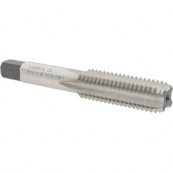 Kennametal 1542884 Straight Flute Tap 9/16-12 UNC, 4 Flute, Bottoming Chamfer, High-Speed Steel, Bright/Uncoated Finish