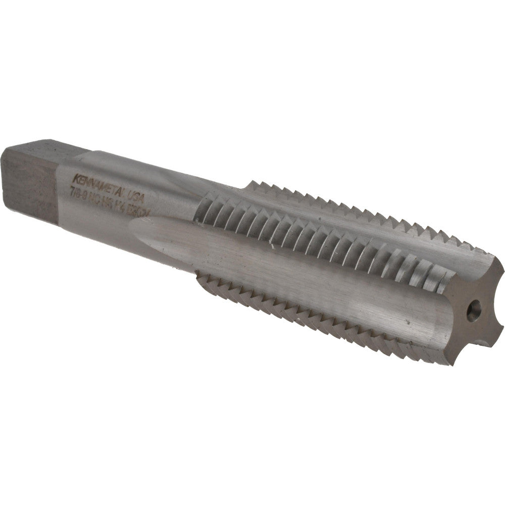 Kennametal 1542920 Straight Flute Tap 7/8-9 UNC, 4 Flute, Plug Chamfer, 3B Class of Fit, High-Speed Steel, Bright/Uncoated Finish