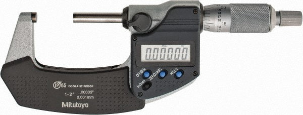 Mitutoyo 293-341-32 Electronic Outside Micrometer 2" Max, Solid Carbide Face, IP65