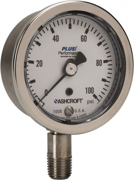 Ashcroft 95486XLL Pressure Gauge 2-1/2" Dial, 1/4" Thread, Lower Mount