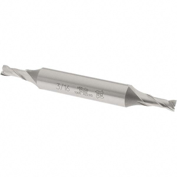 OSG 5220200 Square End Mill 3/16'' Dia, 7/16'' LOC, 3/8'' Shank Dia, 3-1/8'' OAL, 2 Flutes, Cobalt