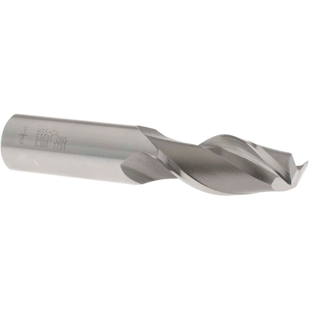 OSG 5303100 Square End Mill 3/4'' Dia, 1-5/8'' LOC, 3/4'' Shank Dia, 3-7/8'' OAL, 2 Flutes, Cobalt