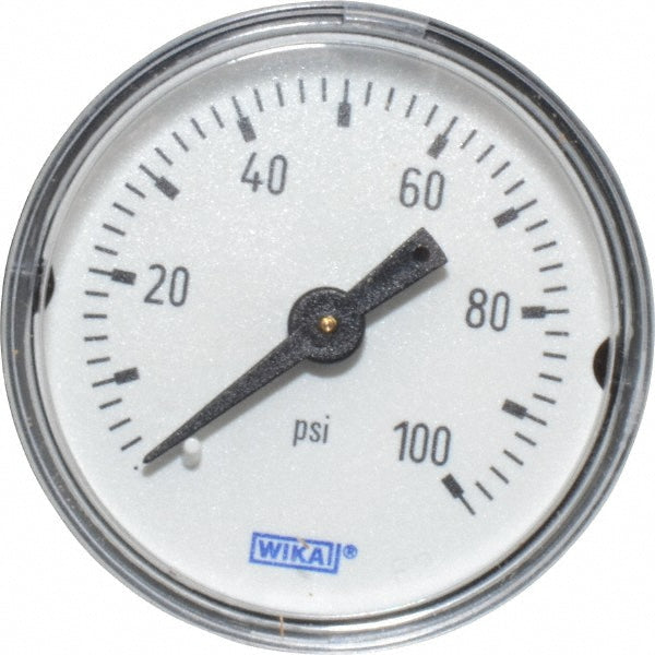 Wika 9690234 Pressure Gauge 1-1/2" Dial, 1/8" Thread, NPT, Center Back Mount