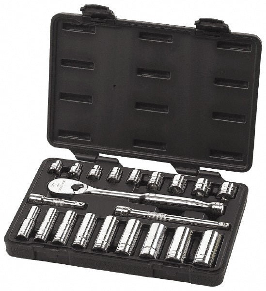 GEARWRENCH 80557 Deep Standard Socket Set 21 Pc, 3/8" Drive, 3/8 to 3/4" Socket