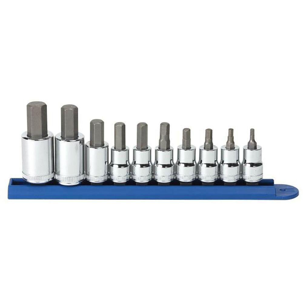 GEARWRENCH 80578 Hex Bit Socket Set 3/8 & 1/2" Drive, 10 Pc, 4 to 17 mm Hex