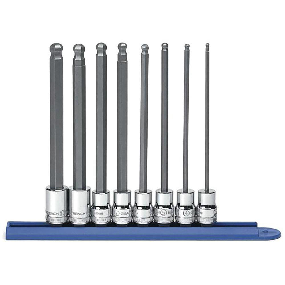 GEARWRENCH 80573 Hex Bit Socket Set 3/8" Drive, 8 Pc, 3 to 10 mm Hex