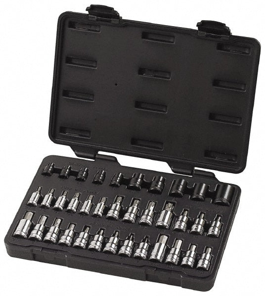 GEARWRENCH 80726 Hex Bit Socket Set 1/4, 3/8 & 1/2" Drive, 36 Pc, 5/32 to 5/16" Hex