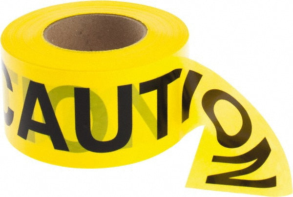 AccuformNMC PT1-2ML Barricade Tape Yellow, Message" Caution Caution", 3.0000" Width, 1000.00' Length
