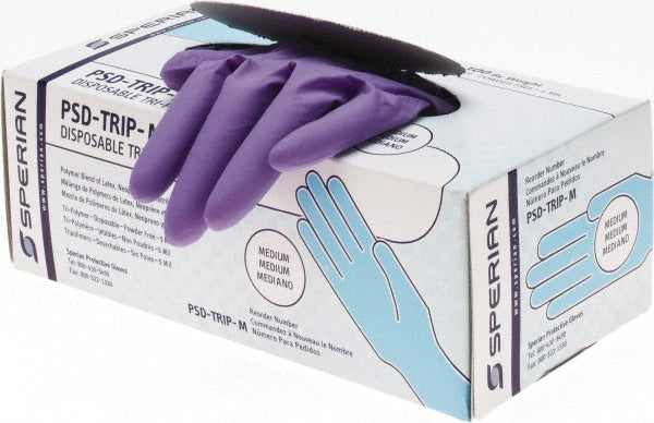North PSD-TRIP-M Disposable Gloves Size Medium, 5.9 mil, Latex & Nitrile and Neoprene Blend, Powder-Free, No