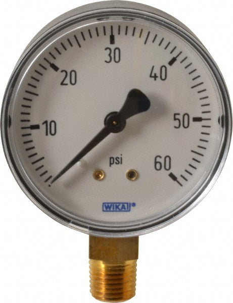 Wika 4253124 Pressure Gauge 2-1/2" Dial, 1/4" Thread, NPT, Lower Mount