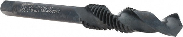 Dormer Pramet 5978350 Combination Drill Tap 1/2-13, 2B, 2 Flutes, High Speed Steel
