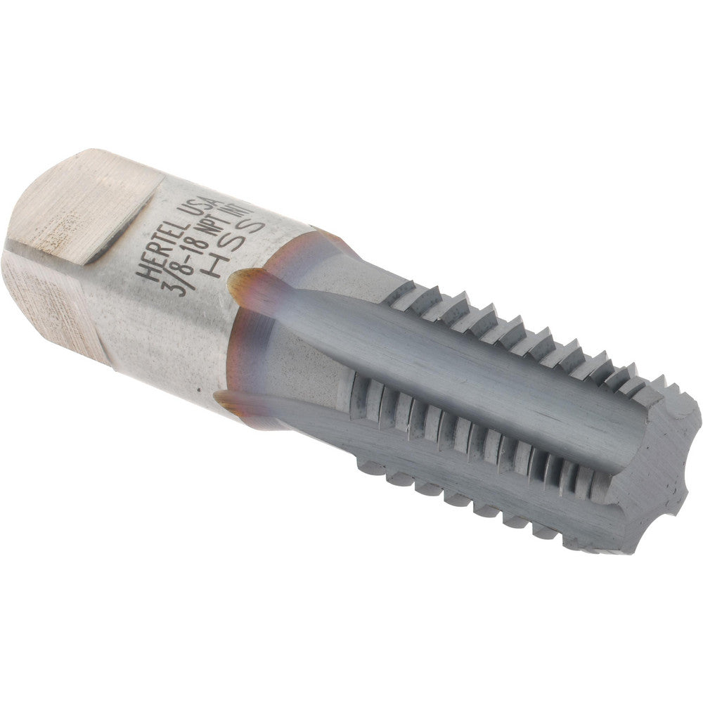 Hertel R127437C-S 3/8-18 NPT, 5 Flutes, TiCN Coated, High Speed Steel, Interrupted Thread Pipe Tap