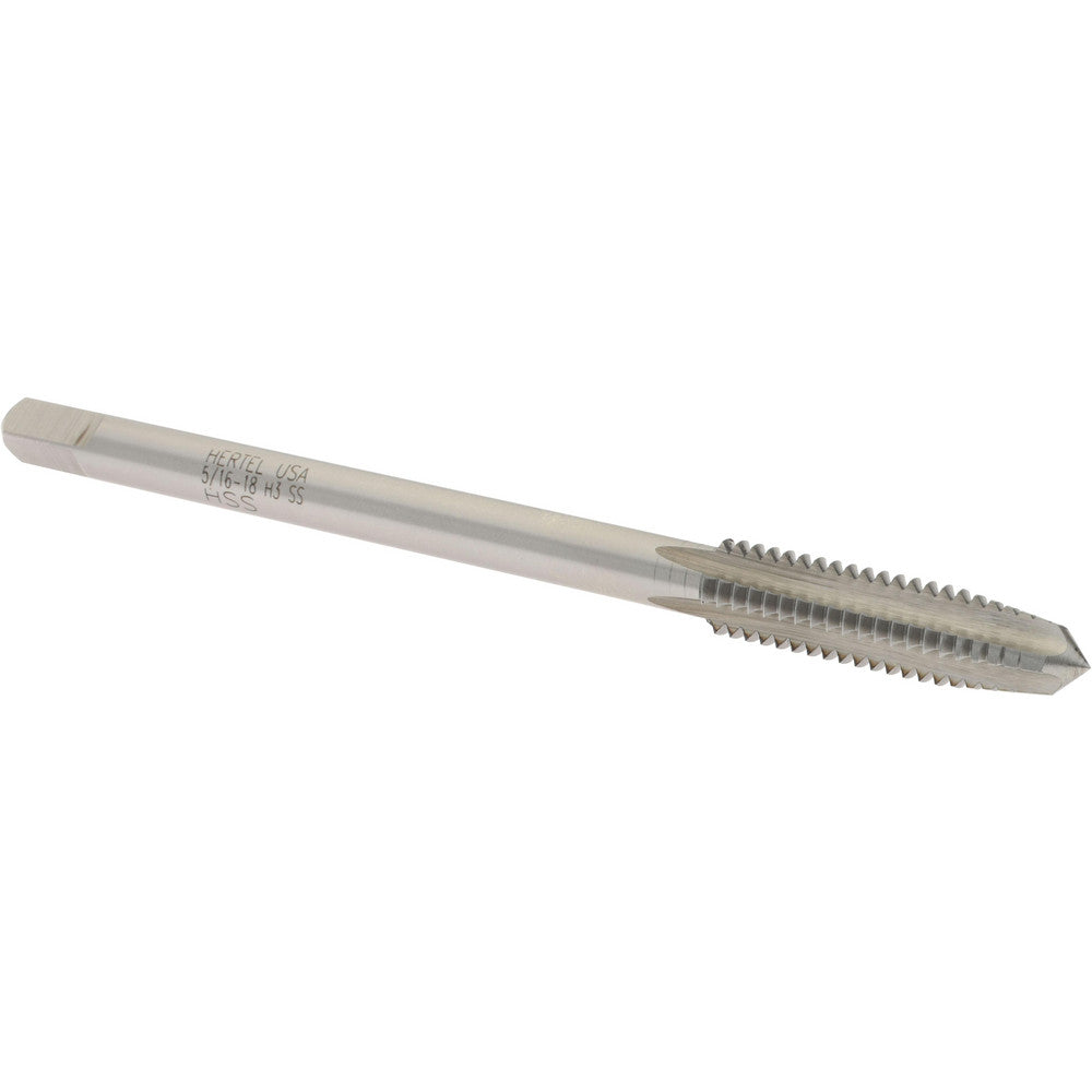 Hertel G837610 Extension Tap 5/16-18, 4 Flutes, H3, Bright/Uncoated, High Speed Steel, Standard Hand