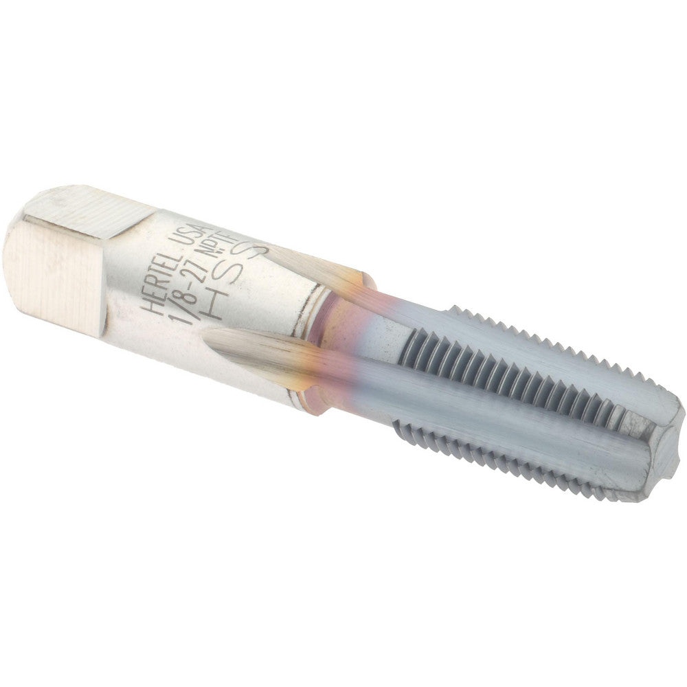 Hertel G127050C-S Standard Pipe Tap 1/8-27, NPTF, 4 Flutes, High Speed Steel, TiCN Finish