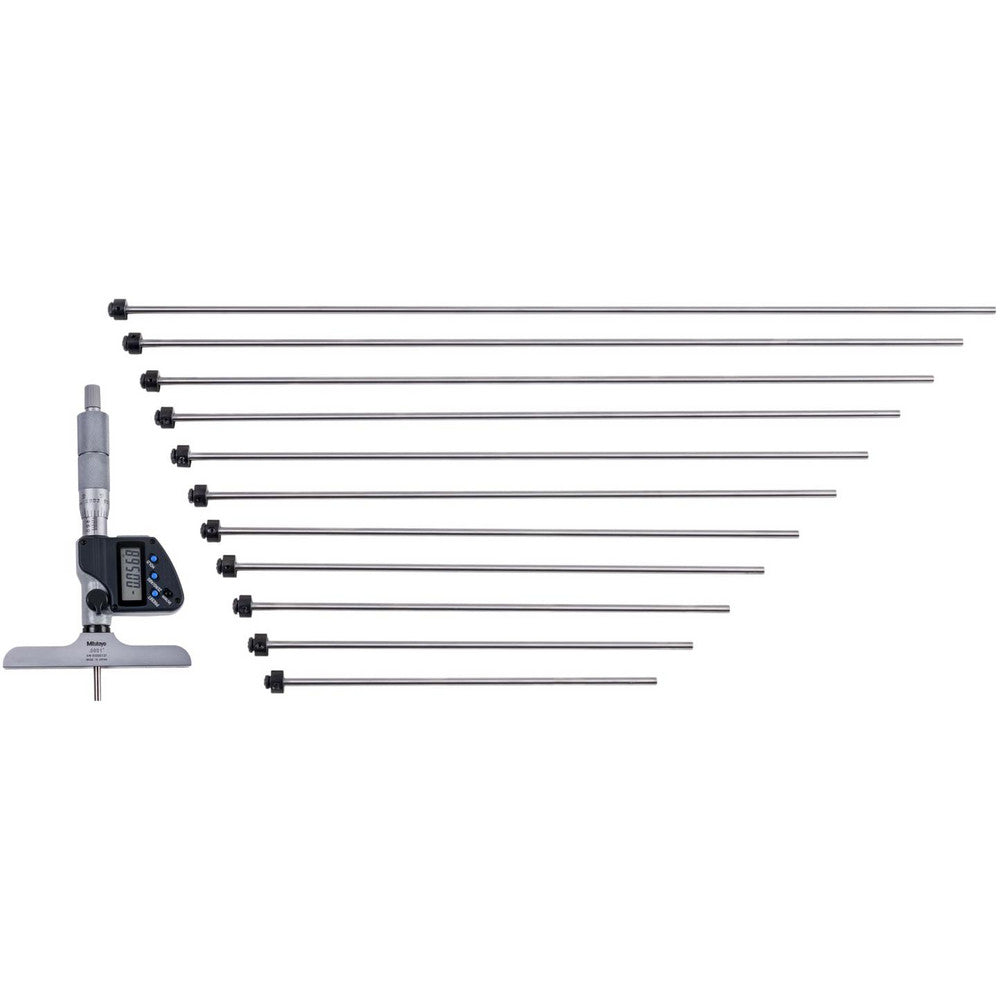 Mitutoyo 329-351-30 0 to 304.8mm Range, 4" Base Length, 12 Rods, Ratchet Stop Thimble, Electronic Depth Micrometer