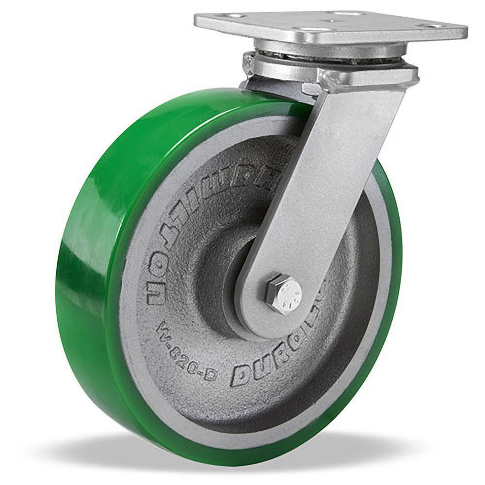 Hamilton S-WH-8DB Swivel Top Plate Caster Polyurethane, 8" Wheel Dia, 2" Wheel Width, 1,500 lb Capacity, 9-1/2" OAH
