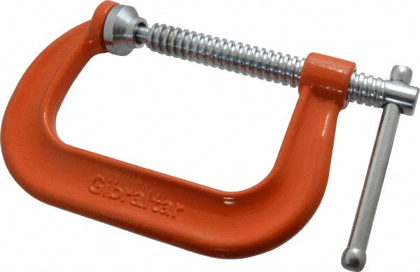 Gibraltar CCM00396-1-ORN C-Clamp 4" Max Opening, 3-1/4" Throat Depth, Forged Steel