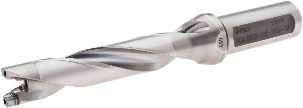 Iscar 3202489 Replaceable-Tip Drill 0.669 to 0.705" Dia, 3.35" Max Depth, 3/4" Weldon Flat Shank