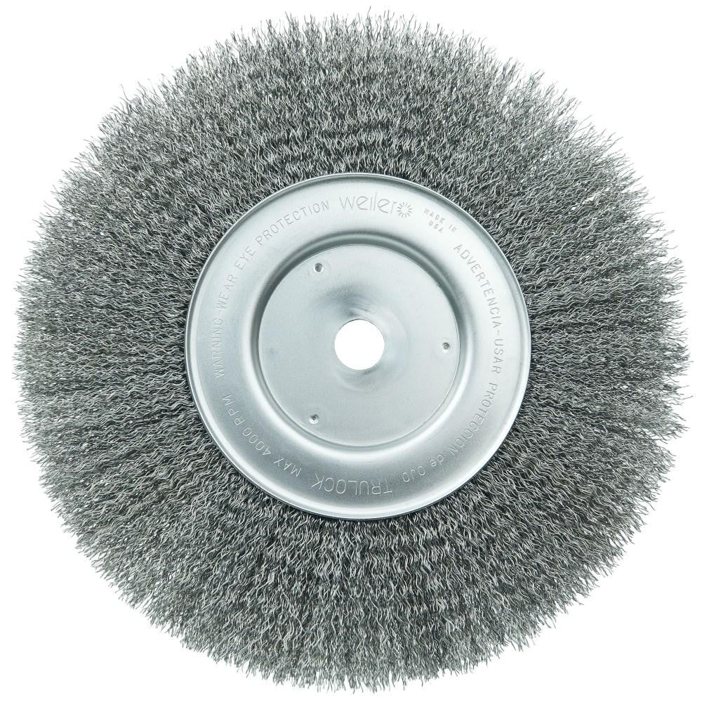 Weiler 01258 Wheel Brush 10" Wheel Dia, 3/4" Face Width, 0.0140" Wire Dia, Crimped