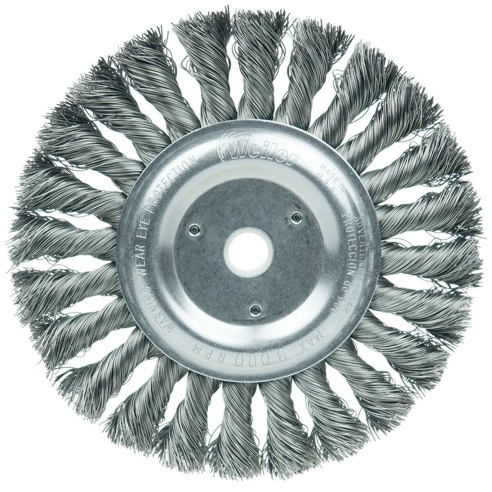 Weiler 08095 Wheel Brush 6" Wheel Dia, 1/2" Face Width, 0.0160" Wire Dia, Knotted