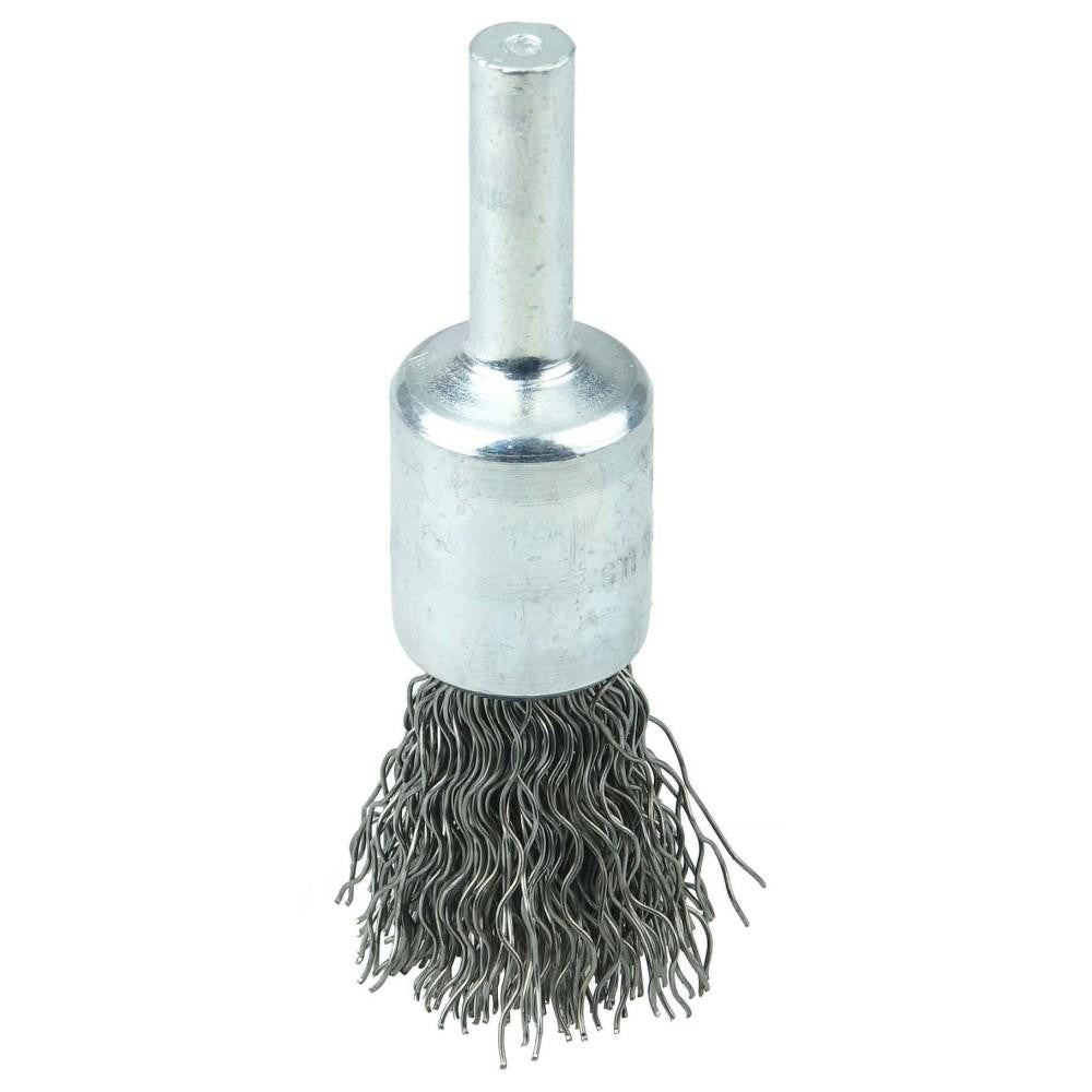 Weiler 10004 End Brushes 1/2" Dia, Steel, Crimped Wire